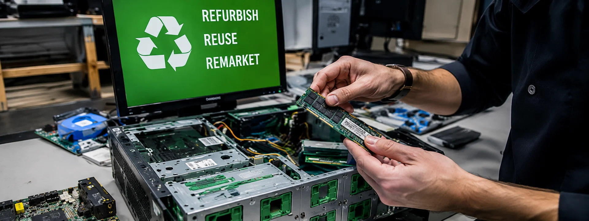 Circuit boards, memory modules and processors recovered from decommissioned IT equipment for individual component assessment